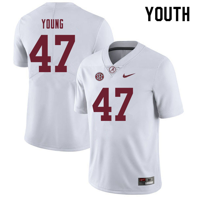 Youth #47 Byron Young Alabama Crimson Tide College Football Jerseys Sale-White